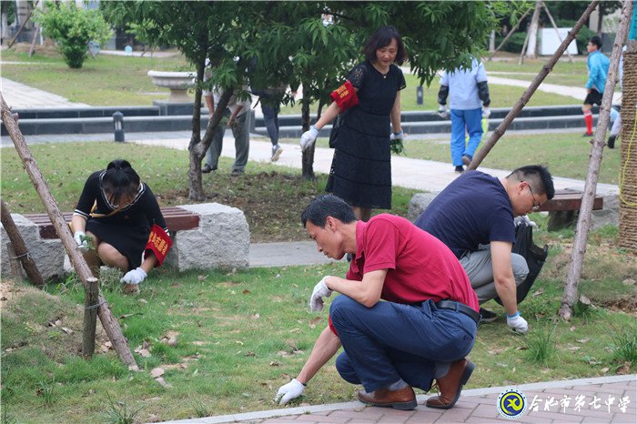 黨員教師做志愿 拔草修綠美校園(圖3)