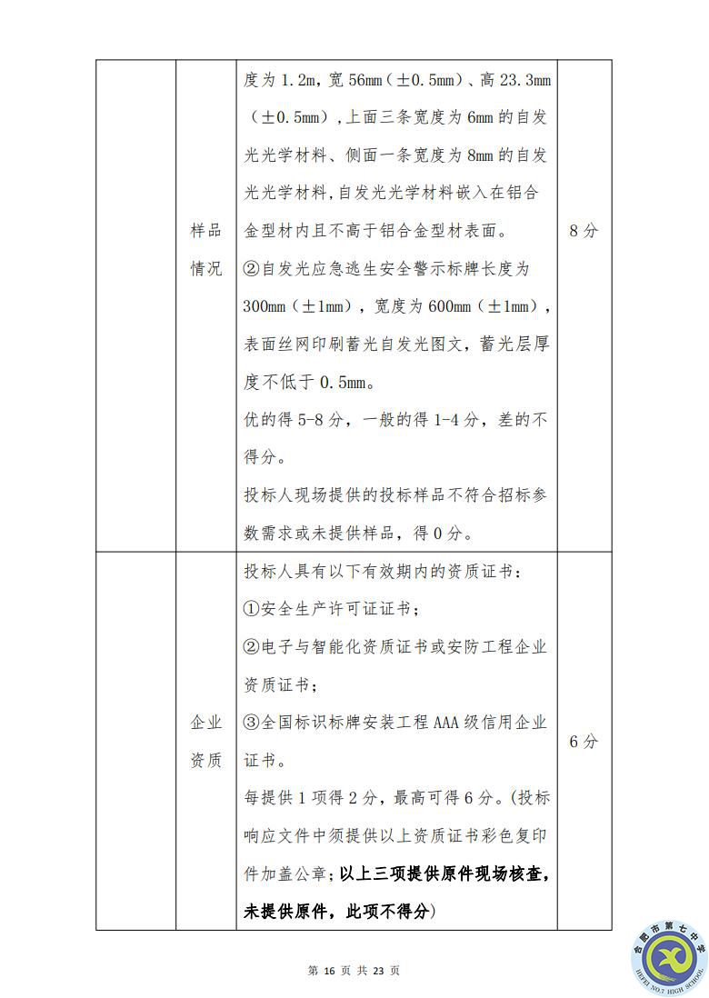 合肥七中運動場臺階自發(fā)光應(yīng)急逃生安全標(biāo)志建設(shè)項目招標(biāo)公告(圖16)