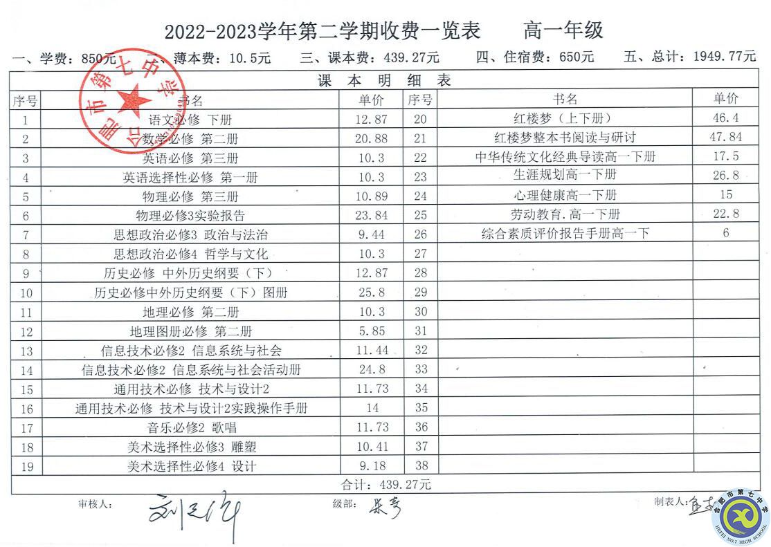 2022—2023學(xué)年第二學(xué)期學(xué)費收繳通知(圖1)